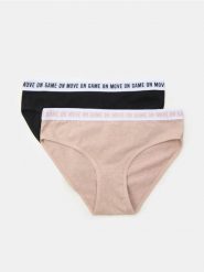 Majtki figi z napisem 2 pack - beżowy. Brązowe figi Sinsay, l, bez wzorów. Za 12.99 zł.