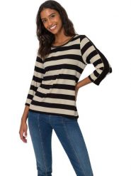 Heine Koszulka w kolorze czarno-beżowym rozmiar: 34. Brązowe bluzki Heine, bez wzorów, bez kołnierzyka, bez ramiączek. Za 52.30 zł.