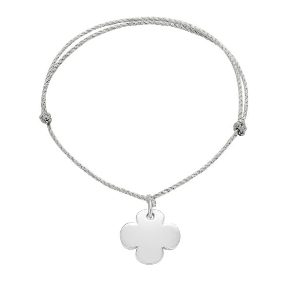 Bransoletka z koniczyną na grubym srebrnym sznurku premium. Szare bransoletki Lilou, srebrne. Za 208.00 zł.