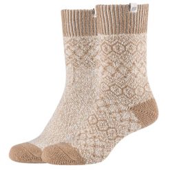 Skarpetki sportowe dla dorosłych 2PPK Wm Casual Cozy Jacquard Socks. Brązowe skarpety Skechers, bez wzorów, z elastanu. Za 29.99 zł.
