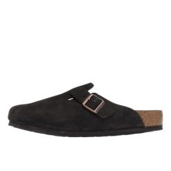 Sandały Birkenstock Boston Etroite brązowe. Brązowe sandały Birkenstock, bez wzorów, ze skóry, eleganckie, bez obcasa, bez zapięcia. W wyprzedaży za 503.20 zł.