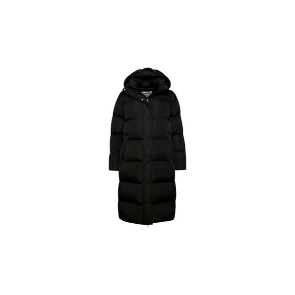 Kurtka parka damska z kapturem Superdry Longline. Czarne kurtki Superdry, na zimę, l, bez wzorów, z materiału, z kapturem. Za 778.95 zł.