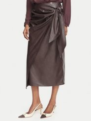 Elisabetta Franchi Spódnica z imitacji skóry GO-218-66E2-V320 Brązowy ciemny Regular Fit. Brązowe spódnice Elisabetta Franchi, bez wzorów, ze skóry. Za 1,369.00 zł.