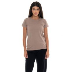 Koszulka Damen-Kurzarm z Leone 1947 Nigdy bez plakietki. Brązowe bluzki LEONE 1947 APPAREL, bez wzorów, z bawełny, sportowe, bez kołnierzyka, bez ramiączek. W wyprzedaży za 69.02 zł.