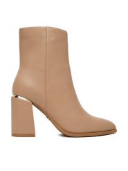 Nine West Botki CEO-JASMIN-01 Beżowy. Brązowe botki Nine West, bez wzorów, z materiału, bez obcasa, na słupku, bez zapięcia. Za 279.99 zł.