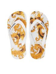 Versace Jeans Couture Japonki 80VA3SQ7 ZSS80 Biały. Białe klapki Versace Jeans Couture, bez wzorów, z jeansu, bez obcasa. Za 269.99 zł.