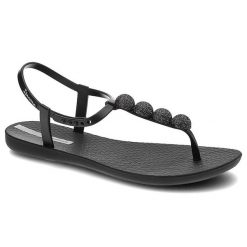 Czarne Sandały Ipanema Wodoodporne Sandały Damskie. Czarne sandały Ipanema, z aplikacjami, bez obcasa, bez zapięcia. Za 89.00 zł.