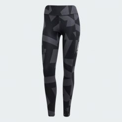 Legginsy Terrex Multi Printed. Brązowe legginsy Adidas, l, bez wzorów, z dzianiny. Za 329.00 zł.