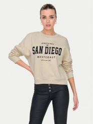 ONLY Bluza 15254183 Beżowy Loose Fit. Brązowe bluzy Only, l, bez wzorów, z bawełny, bez kaptura. Za 129.99 zł.