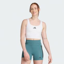 Koszulka Power Light Support Bra. Czarne bluzki Adidas, m, bez wzorów, sportowe, bez kołnierzyka, bez ramiączek. Za 199.00 zł.