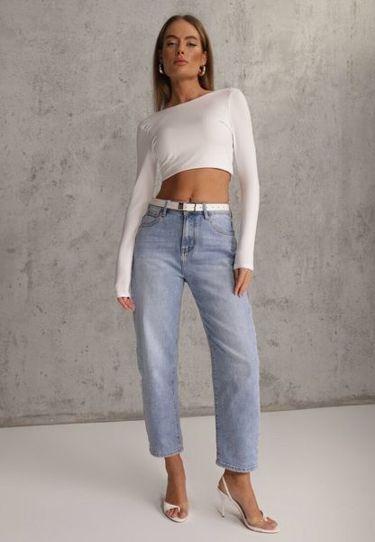 Niebieskie Jeansy Mom Fit High Waist Ankle Length Nikathe. Niebieskie jeansy Renee, l, bez wzorów, z podwyższonym stanem. Za 129.99 zł.