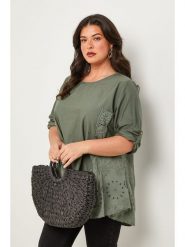 Curvy Lady Bluzka w kolorze khaki rozmiar: 48/50. Brązowe bluzki Curvy Lady, bez wzorów, klasyczne, bez kołnierzyka, bez ramiączek. Za 114.17 zł.
