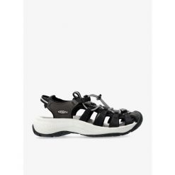 Sandały trekkingowe damskie Keen Astoria West Sandal. Czarne sandały Keen, bez wzorów, sportowe, bez obcasa, bez zapięcia. Za 299.99 zł.