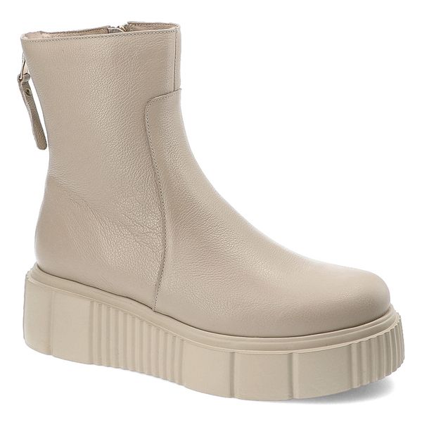 Beżowe Botki Armodo Stylowe Ocieplane Obuwie Damskie. Brązowe botki Armodo, bez wzorów, ze skóry, bez obcasa, bez zapięcia. Za 335.99 zł.