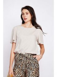 Le Jardin du Lin Bluzka w kolorze kremowym rozmiar: 34. Brązowe bluzki Le jardin du lin, bez wzorów, klasyczne, bez kołnierzyka, bez ramiączek. Za 100.99 zł.