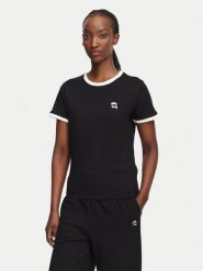 KARL LAGERFELD T-Shirt Ikon Patch A3W17078 Czarny Slim Fit. Czarne t-shirty KARL LAGERFELD, m, bez wzorów, z bawełny, bez kołnierzyka, bez ramiączek. Za 389.99 zł.