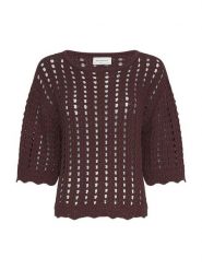MOSS COPENHAGEN Sweter "Fairyn" w kolorze ciemnobrązowym rozmiar: XS/S. Brązowe swetry Moss Copenhagen, s, bez wzorów, z bawełny, bez ramiączek. Za 157.73 zł.