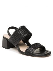 HÖGL Sandały 5-103529-0100 Czarny. Czarne sandały Högl, bez wzorów, z materiału, bez obcasa, na słupku, bez zapięcia. Za 459.99 zł.