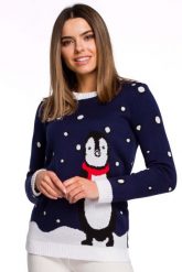 Świąteczny Sweterek z Pingwinem. Swetry MOE, uniwersalny, bez wzorów, z materiału, bez ramiączek. Za 211.90 zł.