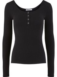 Pieces Koszulka "Kitte" w kolorze czarnym rozmiar: XL. Czarne bluzki Pieces, xl, bez wzorów, prążkowane, bez kołnierzyka, bez ramiączek. Za 80.95 zł.