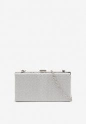 Srebrna Torebka Kopertówka z Tłoczeniem i Brokatem Talavesa. Szare torby na ramię Renee, bez wzorów, eleganckie, na ramię, z tłoczeniem, bez dodatków. Za 74.99 zł.