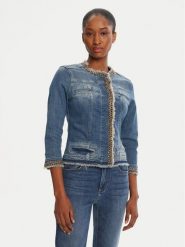 Liu Jo Kurtka jeansowa UXX039 D4128 Granatowy Regular Fit. Niebieskie kurtki Liu Jo, bez wzorów, z bawełny, bez kaptura. Za 474.50 zł.