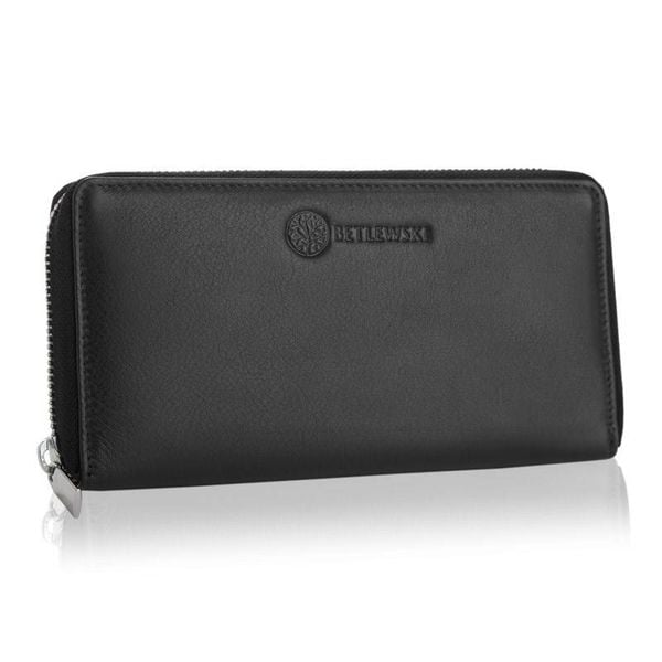 Portfel skórzany BETLEWSKI BPD-SS-21 CZARNY. Czarne portfele Betlewski, bez wzorów, ze skóry. Za 139.00 zł.