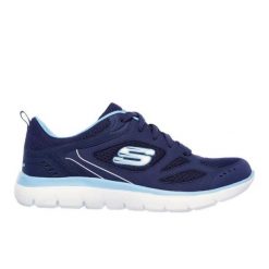 Buty sportowe Sneakersy damskie, Skechers Summits Suited. Niebieskie obuwie sportowe Skechers, bez zapięcia, trekkingowe, Skechers Sport. Za 229.99 zł.