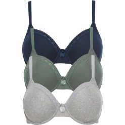 Biustonosz (3 szt.) bonprix szary melanż + ciemnoniebieski + oliwkowy. Biustonosze bonprix. Za 59.97 zł.