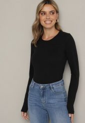 Czarna Bluzka z Elastycznej Bawełny z Linii Basic Calzeda. Czarne bluzki Born2be, l, bez wzorów, z bawełny, eleganckie, bez kołnierzyka, bez ramiączek. W wyprzedaży za 27.99 zł.