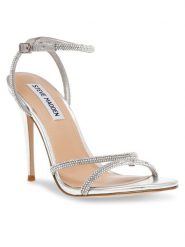 Steve Madden Sandały Bryanna Sandal SM11002613-04001-751 Srebrny. Szare sandały Steve Madden, bez wzorów, z materiału, bez obcasa, na szpilce, bez zapięcia. Za 359.99 zł.