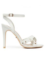 DeeZee Sandały F89725-268 Biały. Białe sandały DeeZee, bez wzorów, ze skóry, bez obcasa, na szpilce, bez zapięcia. Za 139.99 zł.
