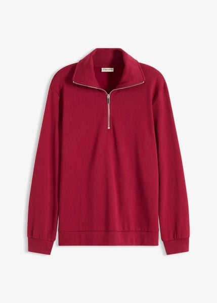 Sweter oversize ze stójką z zamkiem. Niebieskie swetry bonprix, bez wzorów, bez ramiączek. Za 94.99 zł.