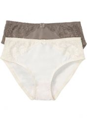 Figi maxi z koronką (2 pary). Białe figi bonprix, bez wzorów, z koronki. Za 77.99 zł.