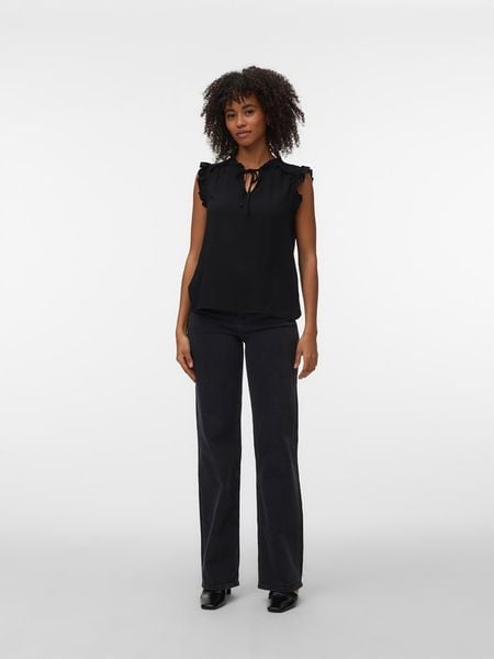 Vero Moda Bluzka w kolorze czarnym rozmiar: XS. Czarne bluzki Vero Moda, s, bez wzorów, z wiskozy, klasyczne, bez kołnierzyka, bez ramiączek. Za 69.95 zł.
