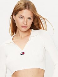 Tommy Jeans Sweter DW0DW14950 Écru Slim Fit. Swetry Tommy Jeans, m, bez wzorów, z jeansu, bez ramiączek. Za 299.99 zł.