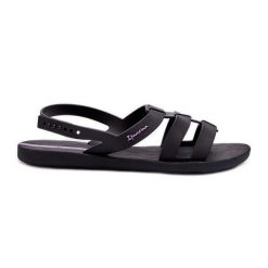 Płaskie Sandały Damskie 83516 Ipanema Style Sandal Fem Czarne. Czarne sandały bez wzorów, bez obcasa, na płaskiej podeszwie, bez zapięcia. Za 200.97 zł.