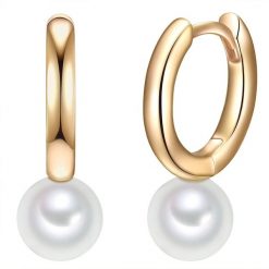 Valero Pearls Srebrne kolczyki kreole srebro wysokiej próby Perła hodowlana słodkowodna różowe złoto Kolczyki koła 1 ct Damski. Czerwone kolczyki Valero Pearls, z perłą, pozłacane. Za 319.99 zł.