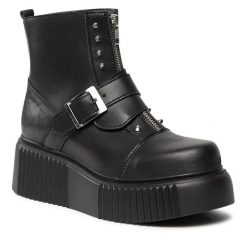 Botki Altercore. Czarne botki Altercore, bez wzorów, bez obcasa, na koturnie, bez zapięcia. Za 599.99 zł.