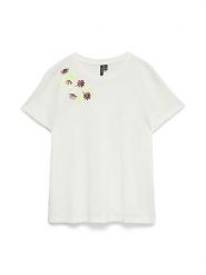 Vero Moda Koszulka w kolorze białym rozmiar: S. Białe bluzki Vero Moda, s, bez wzorów, z bawełny, bez kołnierzyka, bez ramiączek. Za 75.34 zł.