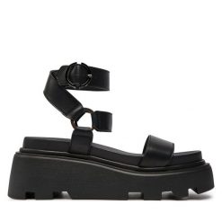 Sandały Altercore. Czarne sandały Altercore, bez wzorów, bez obcasa, na koturnie, bez zapięcia. Za 339.99 zł.