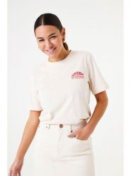 Garcia Koszulka w kolorze kremowo-różowym rozmiar: M. Brązowe bluzki Garcia, m, bez wzorów, z bawełny, bez kołnierzyka, bez ramiączek. Za 74.46 zł.