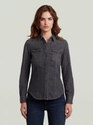G-Star Koszula dżinsowa - Slim fit - w kolorze antracytowym rozmiar: M. Czarne koszule G-Star, m, bez wzorów, z bawełny, retro, bez kołnierzyka, bez ramiączek. Za 184.46 zł.