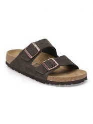 Birkenstock Skórzane klapki "Arizona" w kolorze brązowym rozmiar: 39. Brązowe klapki Birkenstock, bez wzorów, ze skóry, z otwartym noskiem, bez obcasa. Za 475.50 zł.