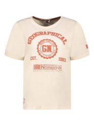 Geographical Norway Koszulka w kolorze beżowym rozmiar: XL. Brązowe bluzki Geographical Norway, xl, bez wzorów, z bawełny, bez kołnierzyka, bez ramiączek. Za 84.01 zł.