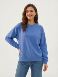Bluza crewneck basic - niebieski. Niebieskie bluzy Sinsay, l, bez wzorów, bez kaptura. Za 35.99 zł.
