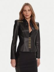 Elisabetta Franchi Kurtka z imitacji skóry GI-187-57E2-V680 Czarny Slim Fit. Czarne kurtki Elisabetta Franchi, bez wzorów, ze skóry, bez kaptura. Za 2,949.00 zł.