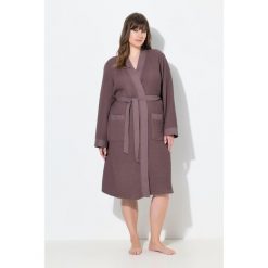 Damskie Szlafrok kołnierz szalowy pasek pika waflowa długi rękaw. Brązowe szlafroki Ulla Popken, plus size, bez wzorów, z bawełny, plus size, bez ramiączek, bez kaptura. Za 279.99 zł.