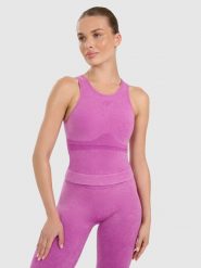 4F Top do jogi i pilatesu slim szybkoschnący damski - różowy M/L. Czerwone koszulki sportowe 4f, bez wzorów, z elastanu, bez ramiączek, na jogę i pilates. Za 119.99 zł.
