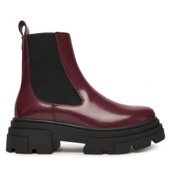Sztyblety Tommy Hilfiger. Brązowe botki TOMMY HILFIGER, bez wzorów, bez obcasa, na płaskiej podeszwie, bez zapięcia. Za 749.99 zł.